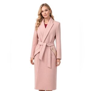 Love Moschino Pretty in Pink Belted Wool Coat 💗 Women's Size 6 Wool Blend NWT